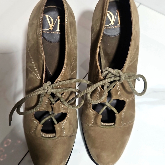 Diane von Furstenberg Suede Leather Stiletto Heeled Lace Up Pumps - Picture 8 of 9